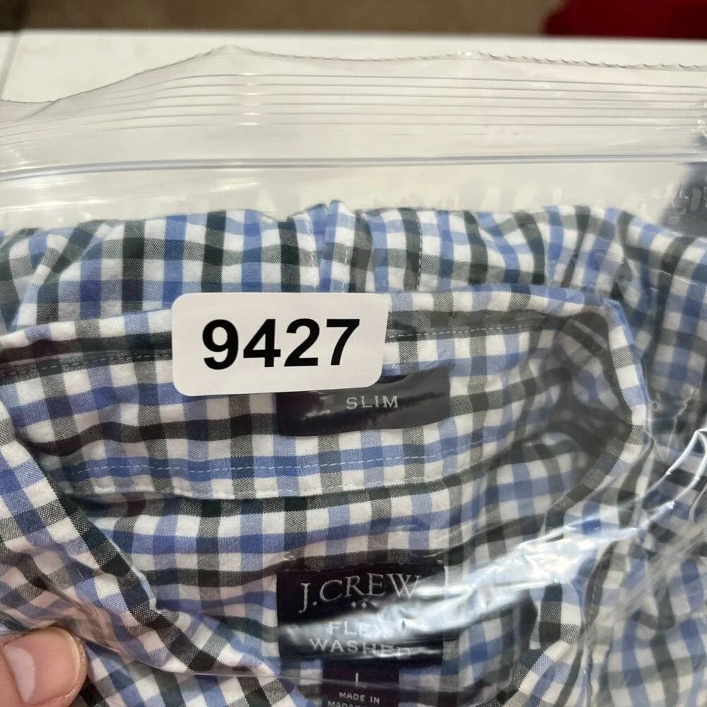 J. Crew Men's Large‎ Check Poplin Slim Flex Shirt - Preppy Style